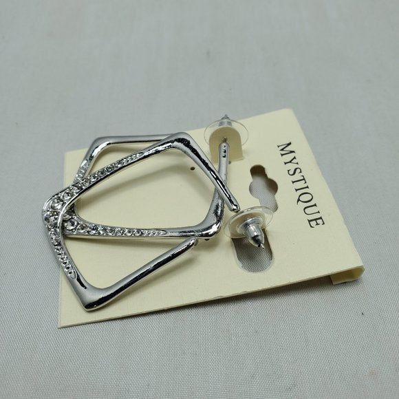 Mystique silver with rhinestone hoop earring - Picture 4 of 4